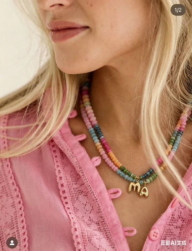 Bohemian Rainbow Beaded Choker Necklace Personalized Handmade Women’s Jewelry