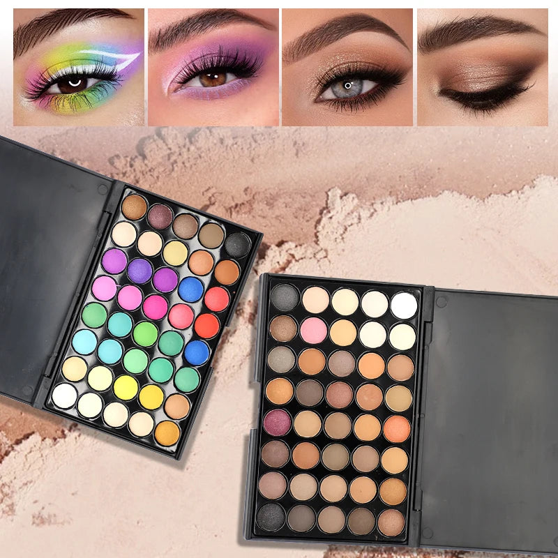 40 Color Eyeshadow Palette - Matte & Shimmer, Vibrant Nude and Chocolate Shades
