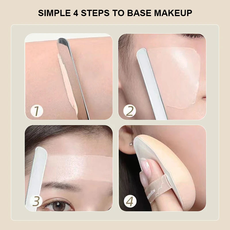 Stainless Steel Makeup Palette with Brushes & Spatula for Foundation Lipstick & Eye Shadow Mixing