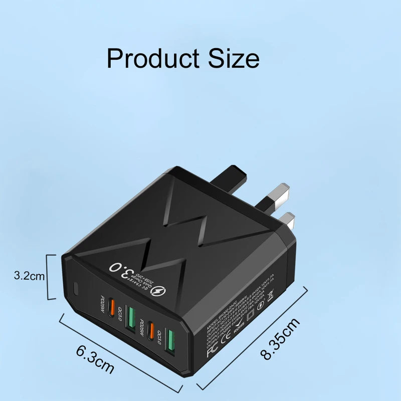 100W USB Type-C Fast Charging Wall Power Adapter Multi-Device Travel Charger