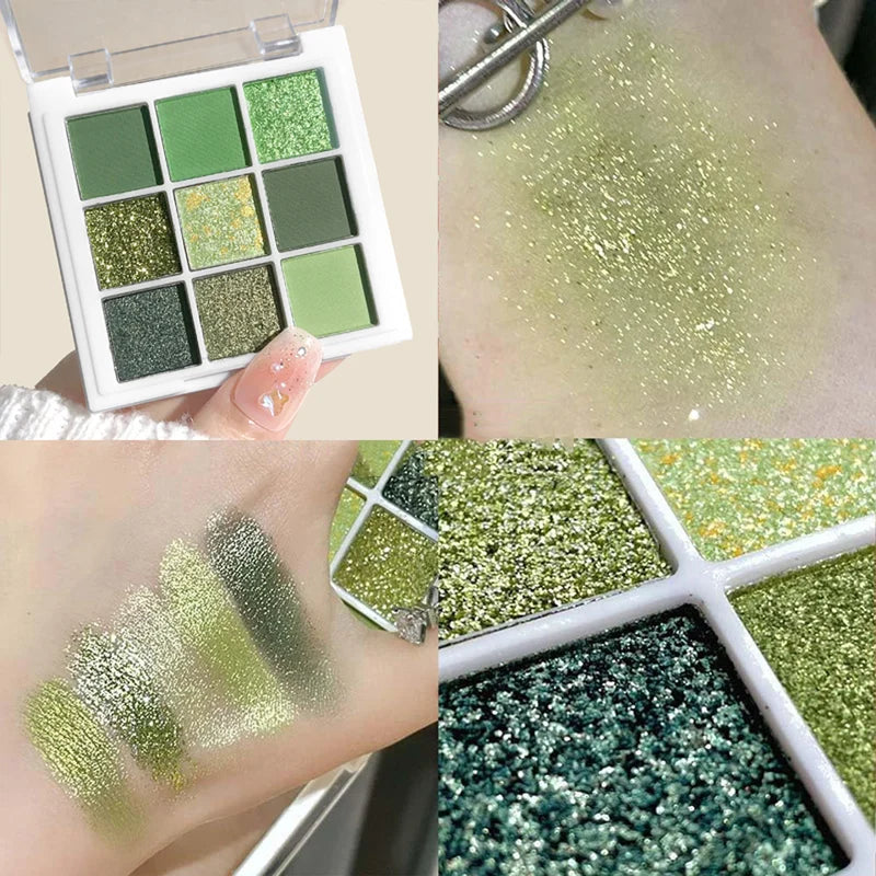 9-Color Glitter Eyeshadow Palette Waterproof Shimmer & Matte Eye Makeup