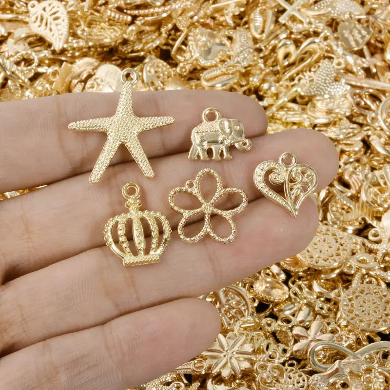 Gold Color Starfish Butterfly Metal DIY Charm Assortment for Jewelry Making