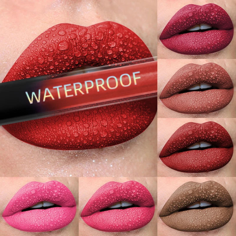 Matte Waterproof Lip Gloss Liquid Lipstick - 19 Colors, Nude to Red