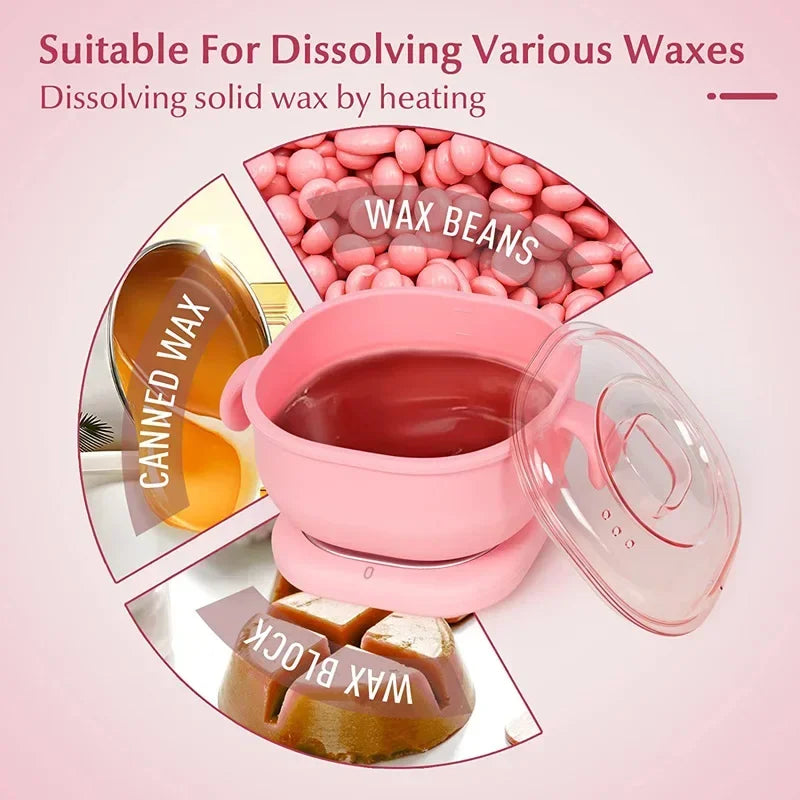 Portable Wax Heater Silicone Hair Wax Machine Travel Body & Face Warmer 400ml
