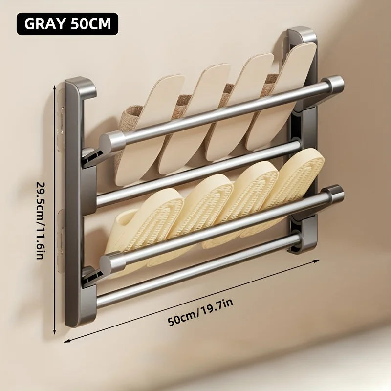 Non-Perforated Wall-Mounted Shoe Rack - Metal Home Shoe Storage Organizer
