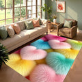 Macaron Plush Heart Rug - Non-Slip Decor Mat for Bedroom & Living Room