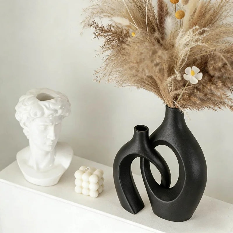 Imitation Ceramic Vase Set - Modern Minimalist Flower Display for Living Room Decor