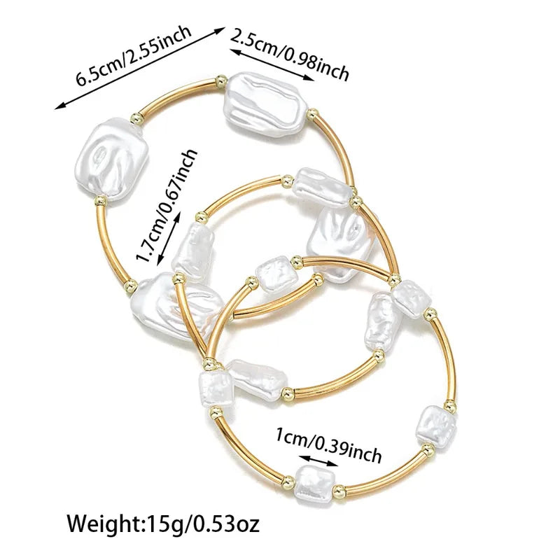 Luxury Irregular Pearl Elastic Bracelets Set for Women Jewelry Bangles