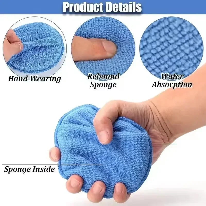 Microfiber Car Wax Applicator Mitts Set for Polishing and Detailing