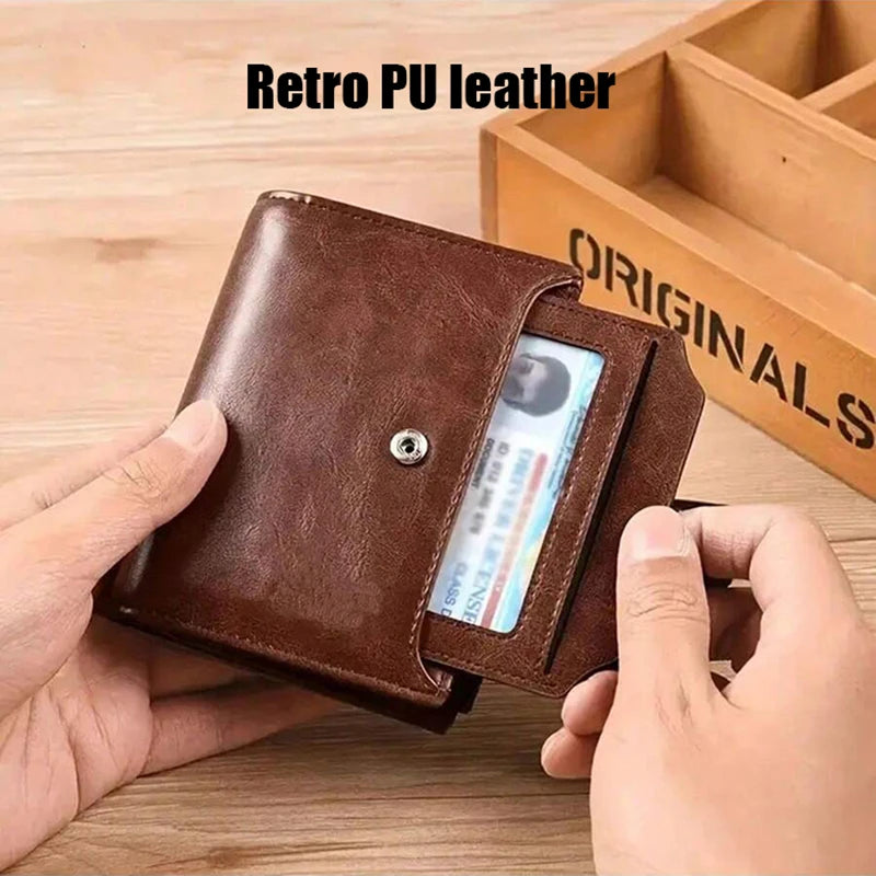 Men's RFID Coin Purse Wallet with Zipper Leather Money Bag for Men