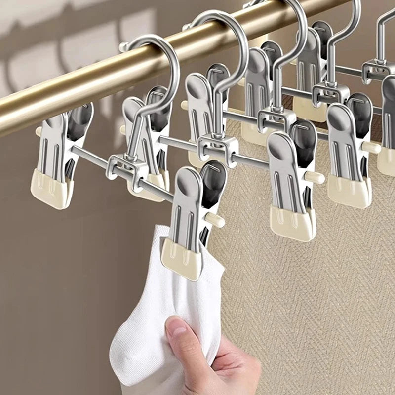 5pcs Stainless Steel Trouser & Shoe Rack Hangers Adjustable Portable Storage