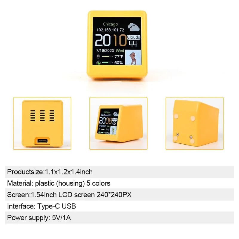 Mini Wifi Weather Station Digital Display - Temperature Humidity Clock