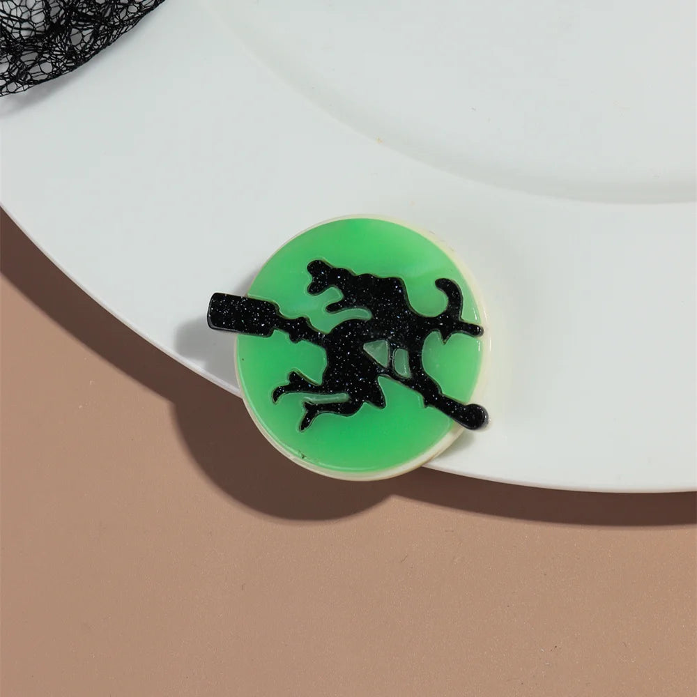 Halloween Night Light Acrylic Bat Brooch Set for Women – Trendy 2024 Accessories