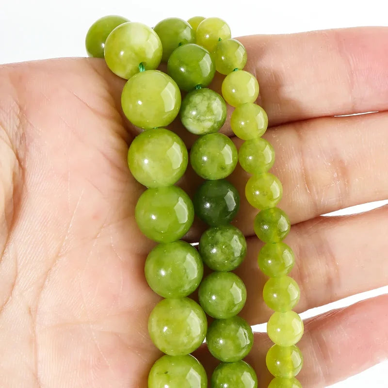 Natural Peridot Chalcedony Green Jades Bead Set for Jewelry Making - 6/8/10mm