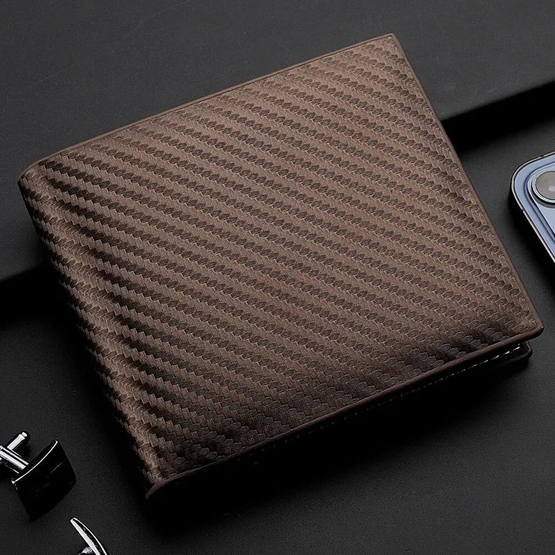 Men's Carbon Fiber Wallet with Zipper Change Holder - Slim Card & Bill Organizer