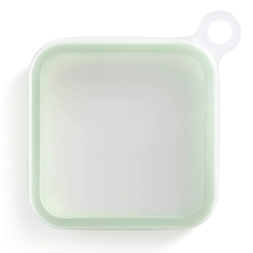 Silicone Sandwich Bento Box with Handle Food Container for Lunch - Reusable, Microwave Safe