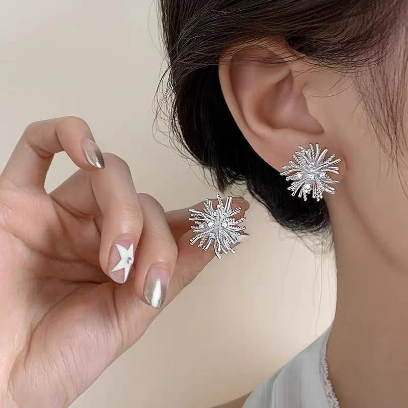 925 Silver Zircon Flower Stud Earrings for Women Party Jewelry