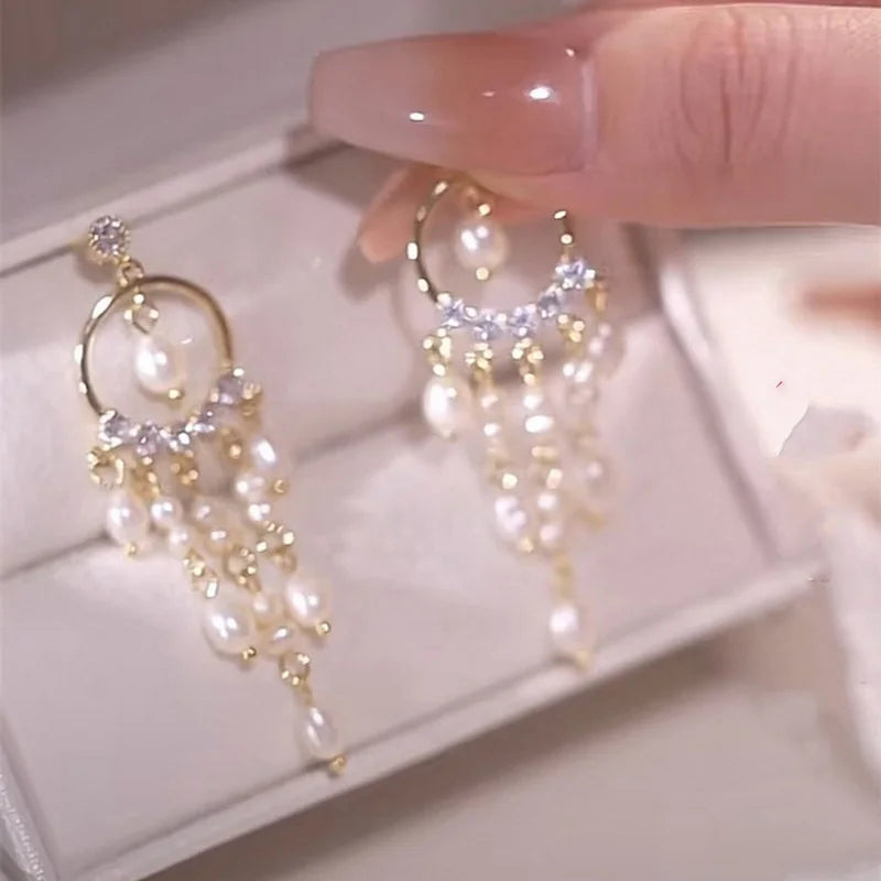 Exquisite Long Tassel Earrings for Women with Rhinestones & AAA Zircon