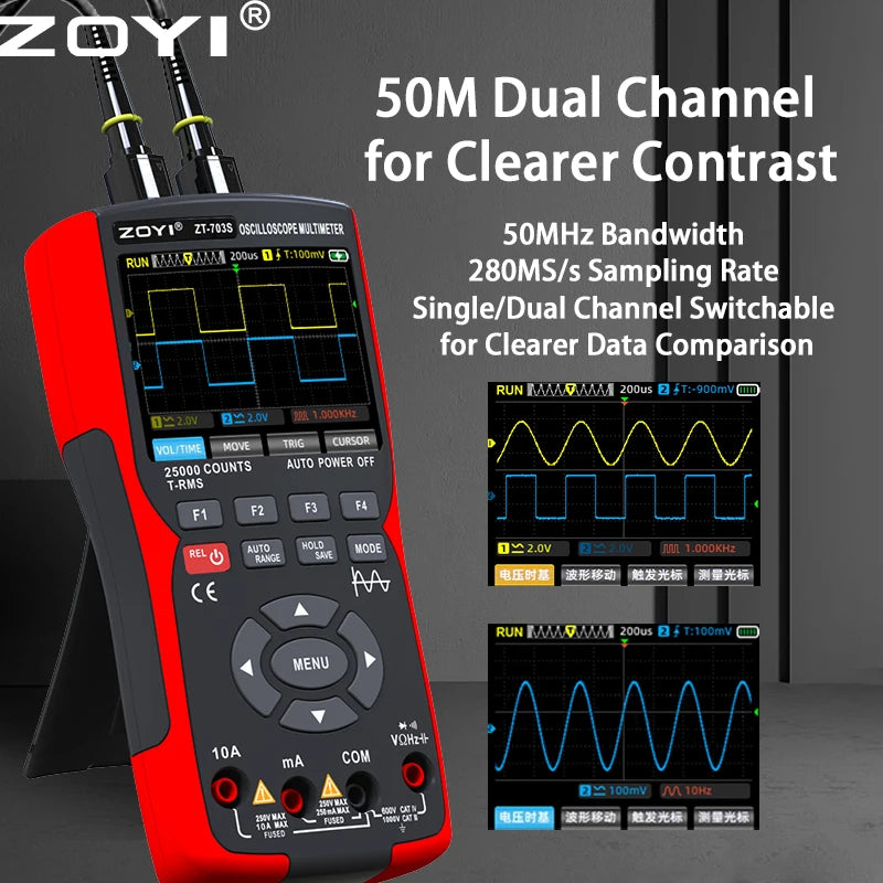 Dual-Channel Oscilloscope Multimeter Signal Generator - High Precision Multi-Instrument