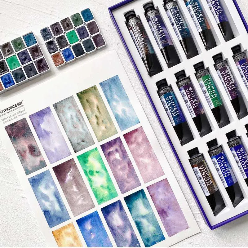 Mini Watercolor Paint Sample Set - 15 Colors, Handmade 1/2ml Water Color for Artists