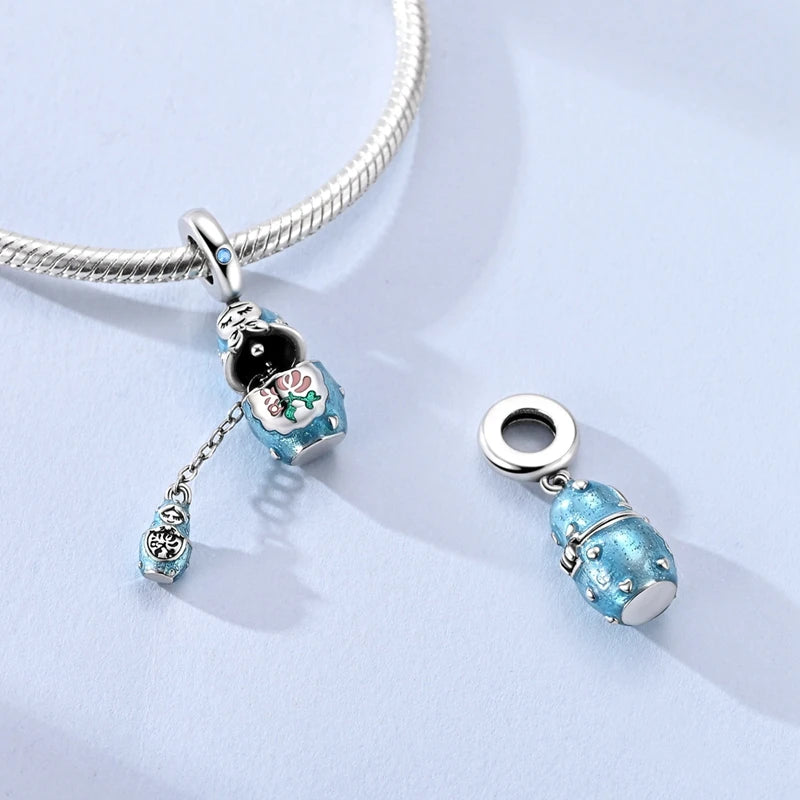 Sterling Silver Charms Bead for Bracelets & Necklaces - Cat Heart & Clip Jewelry