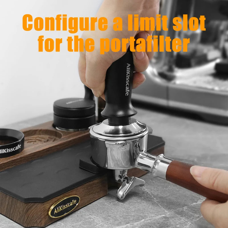 Coffee Tamping Station Stand for 51MM, 54MM & 58MM Portafilters - Barista Tool, Universal Fit