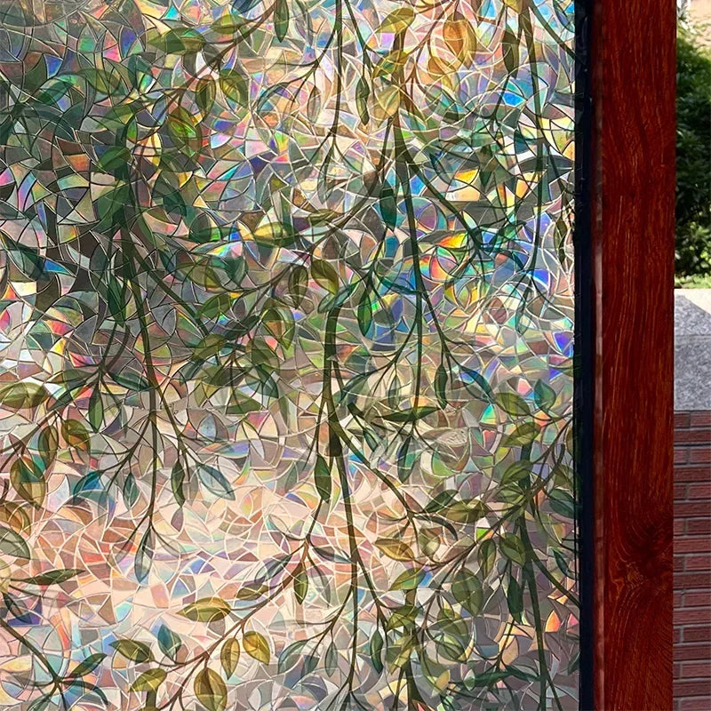 Green Vines Window Privacy Film - Decorative Static Glass Clings for Home & Office