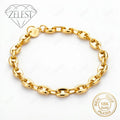 Unisex 925 Sterling Silver & 18K Gold Plated Geometric Bracelet for Women Men