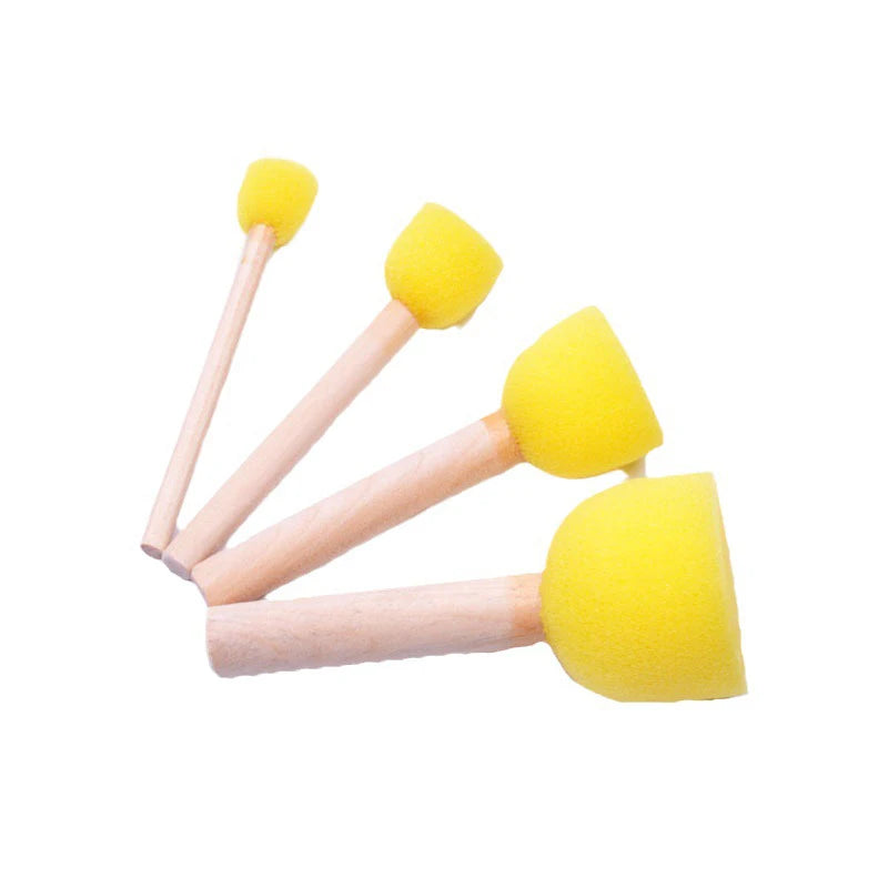 Children's Art Sponge Brush Set - 4 Pack Round Mushroom Seal Rubbing Tools for Kindergarten