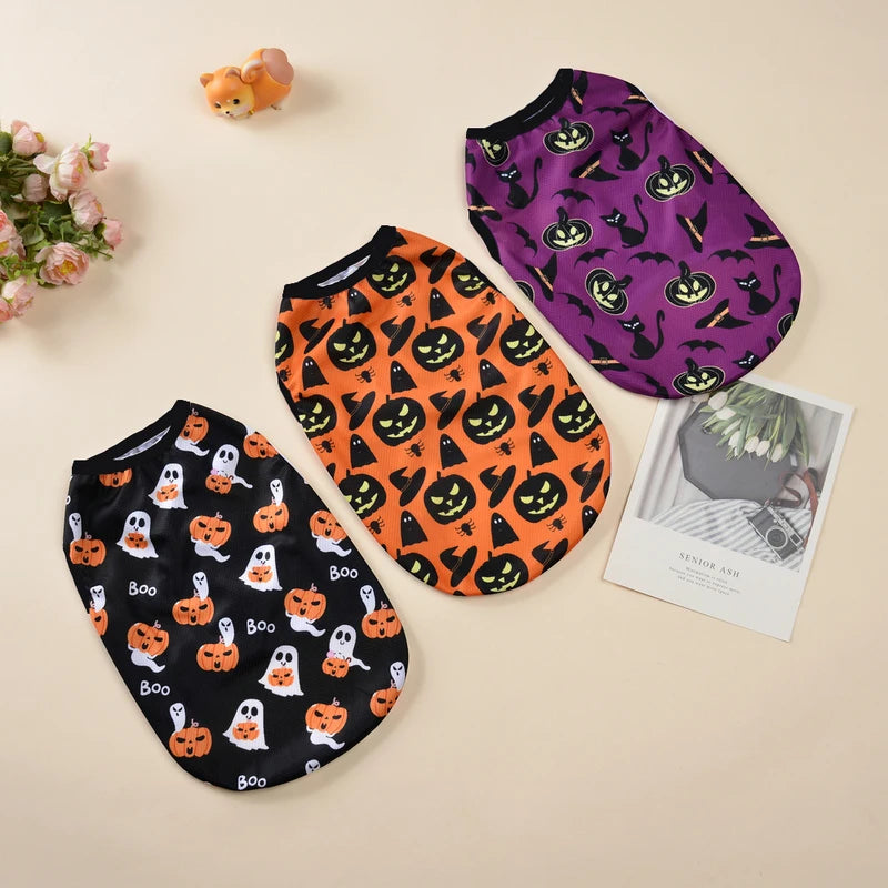 Halloween Pet Vest for Small Medium Dogs & Cats Pumpkin Print Costume Cosplay Outfit