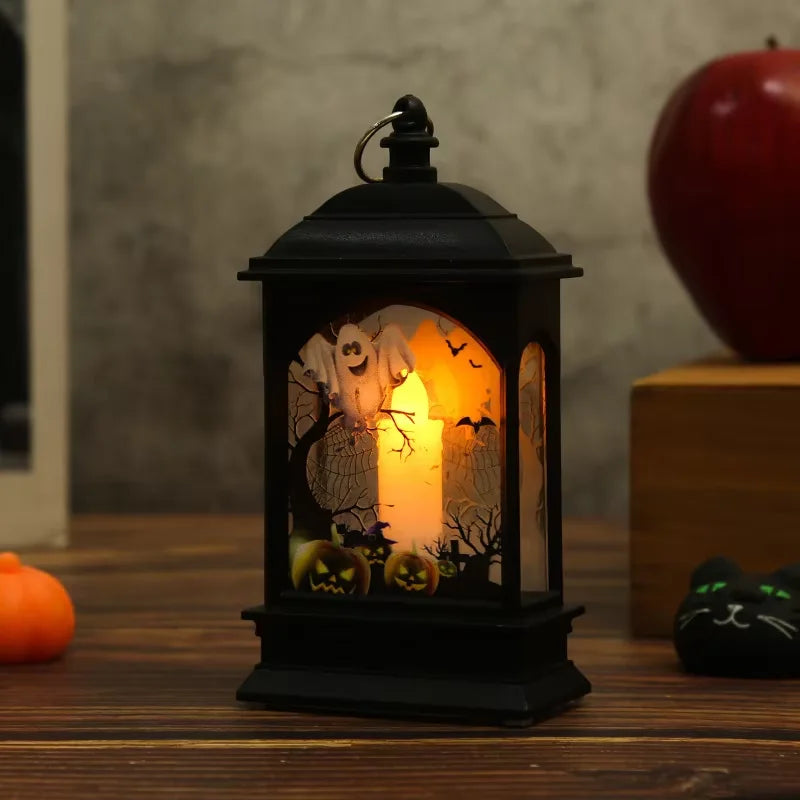 Halloween LED Lanterns - Ghost Castle, Skeleton Hand & More, Battery Operated