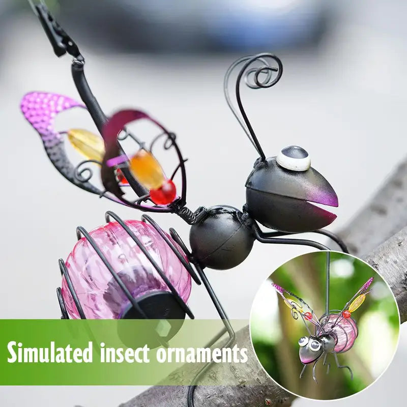 Solar Garden Insect Lantern with LED Fairy Lights - Outdoor Yard Decor