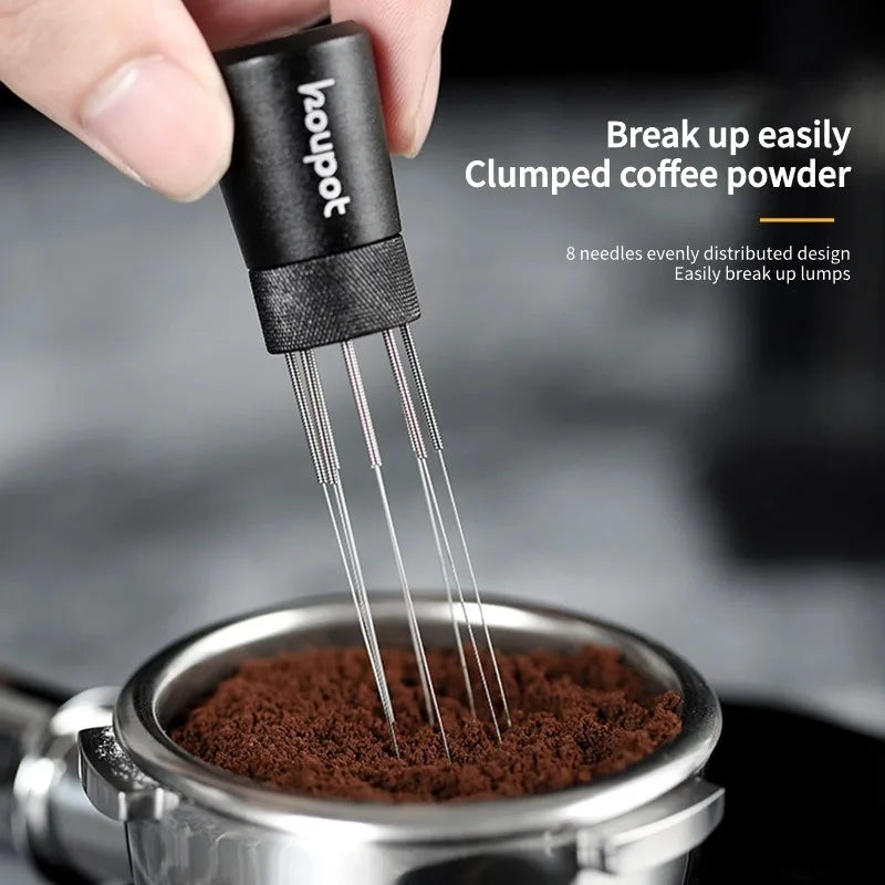 Espresso Coffee Stirrer Needle with 8 Needles and Magnetic Stand - Barista Tools