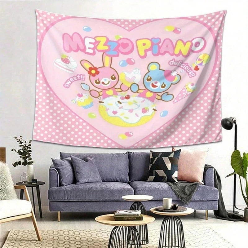 Kawaii Wall Hanging Tapestry - Pastel Decorative Wall Art for Bedroom & Nursery