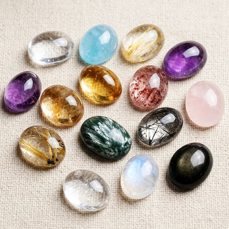 Natural Citrine Rutilated Quartz Loose Gemstones for Jewelry Making - Oval Egg Shape, 5A Grade