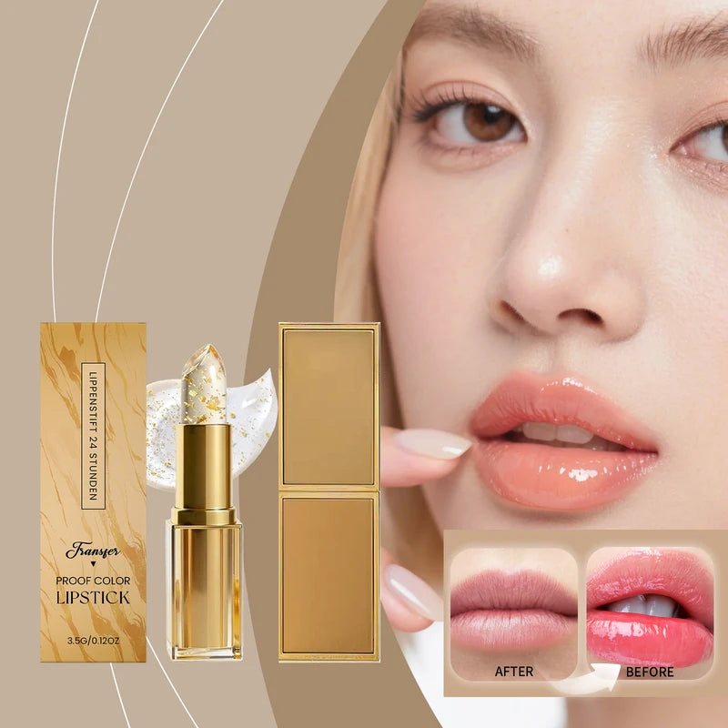 Color Changing Lipstick Lip Balm with Gold Flecks - Hydrating, Shine & Fade Lines