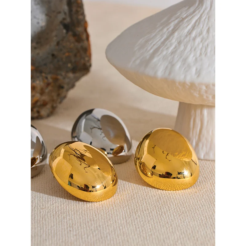 Trendy Irregular Round Stainless Steel Stud Earrings - Simple Statement Jewelry