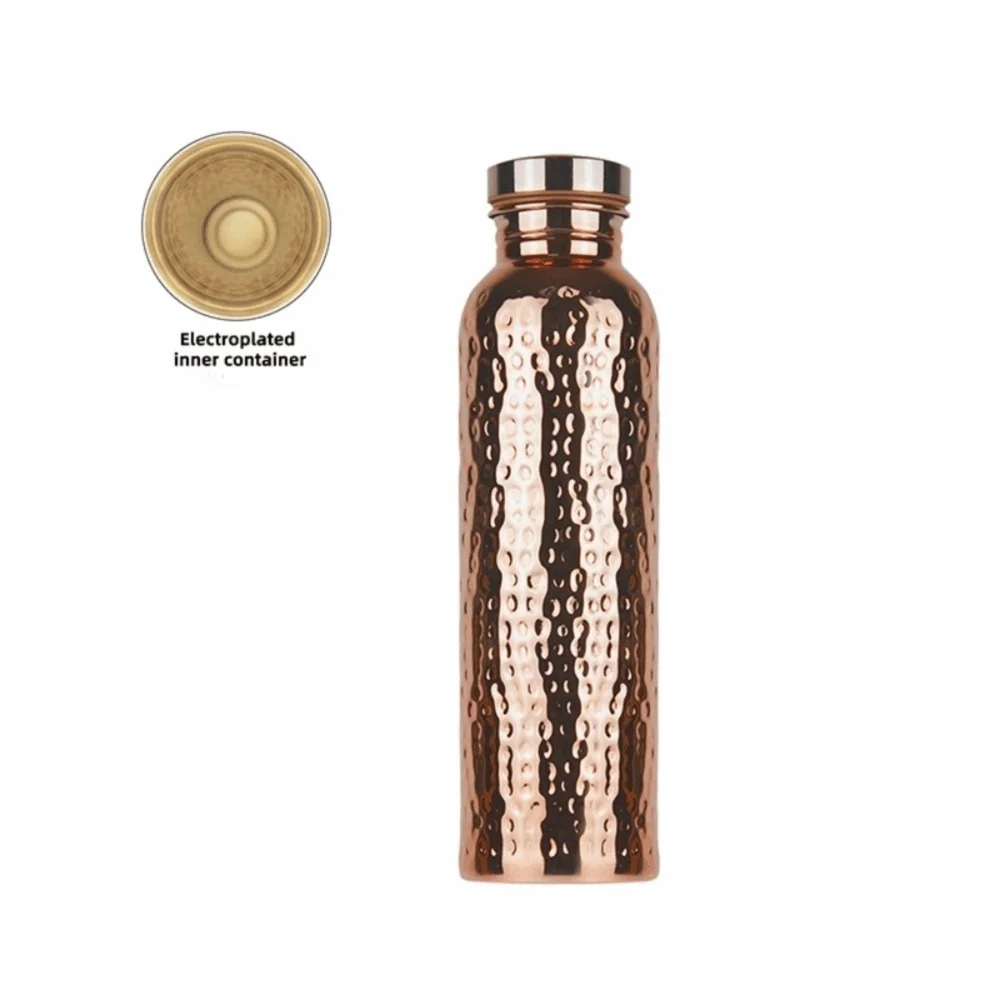 800ML Copper Water Bottle with Anti-Slip Silicone Base Thermal Insulation Leakproof Sports Bottle