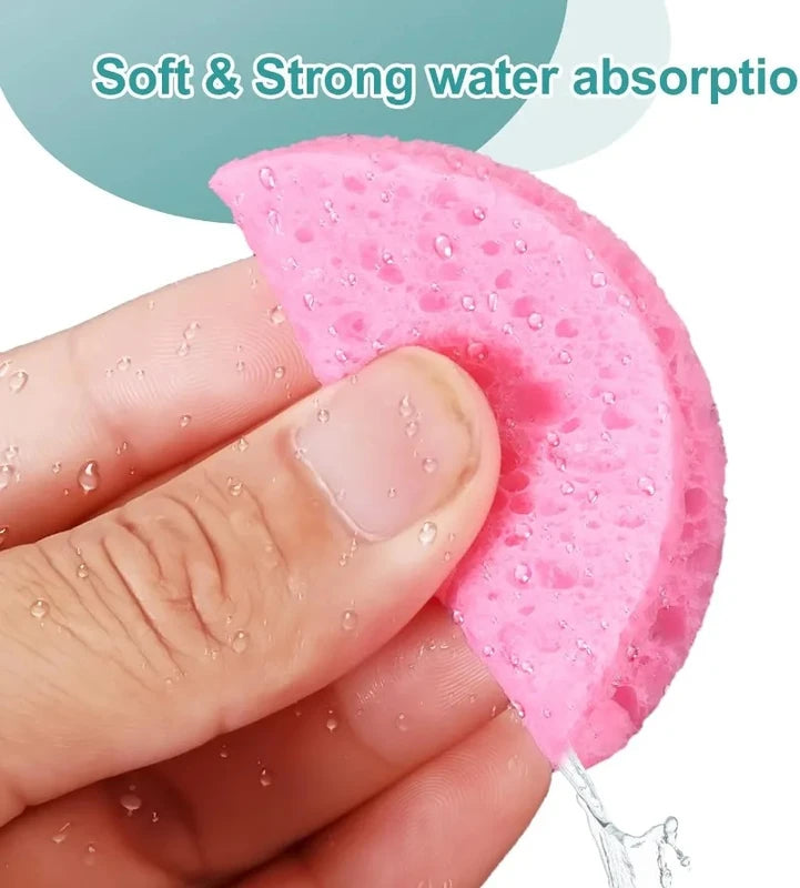 10PCS Natural Wood Pulp Foam Face Wash Puffs - Reusable Cleansing Sponges
