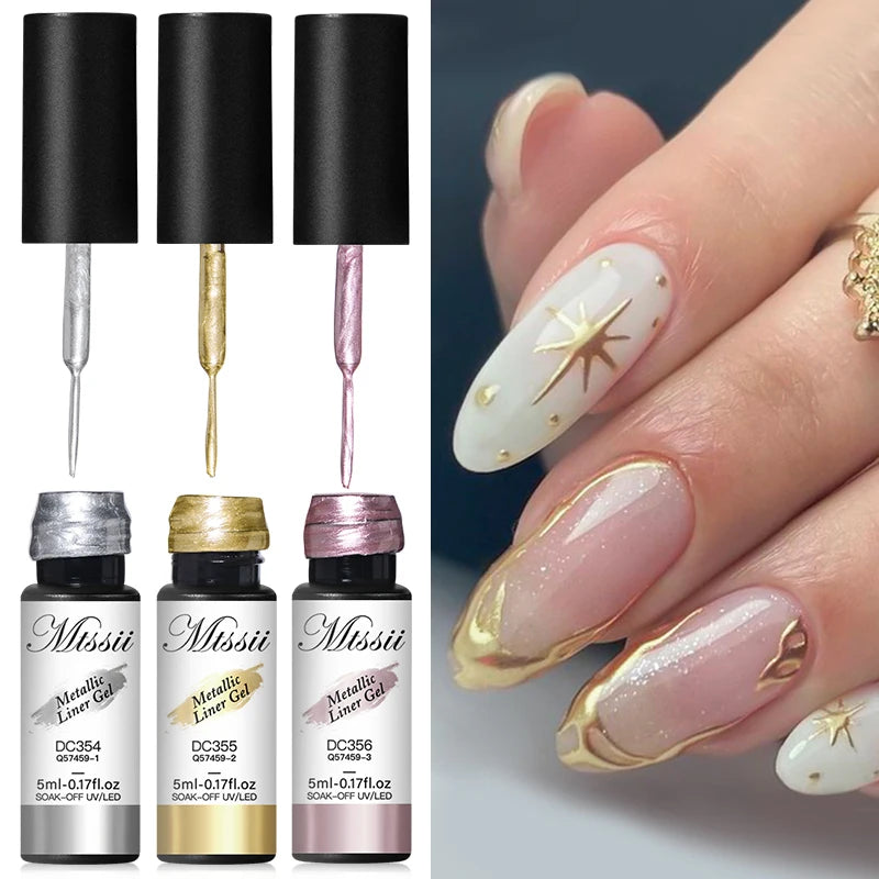 Metallic Liner Gel Nail Polish - Mirror Effect Chrome Nail Art 5ml