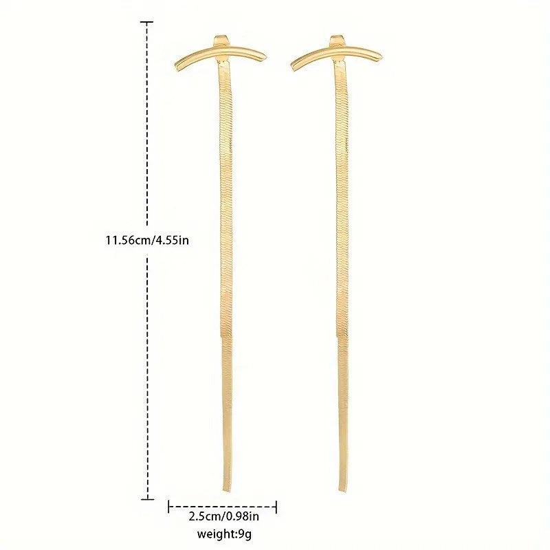 Long Snake Chain Earrings for Women Geometric Minimalist Fashion Jewelry