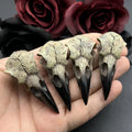 Crow Skull Necklace Pendant Set 3D Gothic Bird Jewelry Halloween Accessory