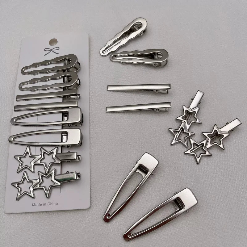 Women Metal Y2K Hair Clips Set - Exquisite Duckbill Barrettes for Girls