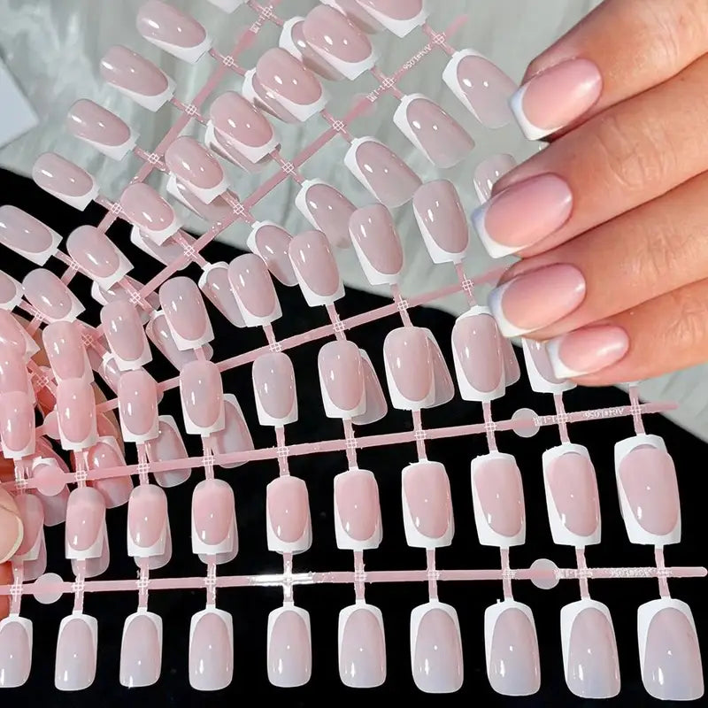120pcs Colorful Edge French Tip Fake Nails - Square Press On Full Cover