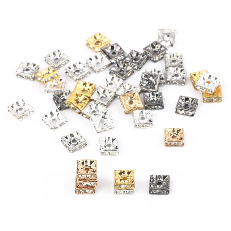 Jewelry Spacer Beads Set - 50pcs Crystal Rhinestone Rondelles for Necklace & Bracelet Making