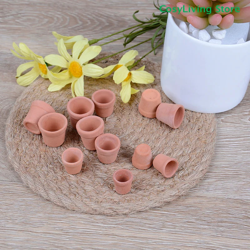 12Pcs Miniature Red Clay Flower Pots for Desktop Garden & Home Decor