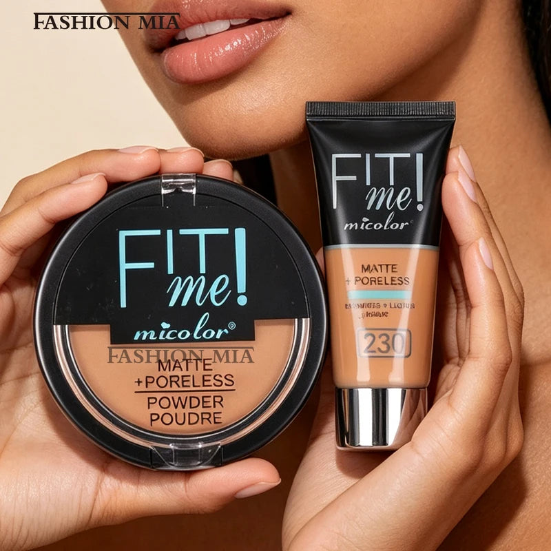 2-in-1 Dark Skin Liquid Foundation Set for Women - Waterproof Concealer & Oil Control Cream