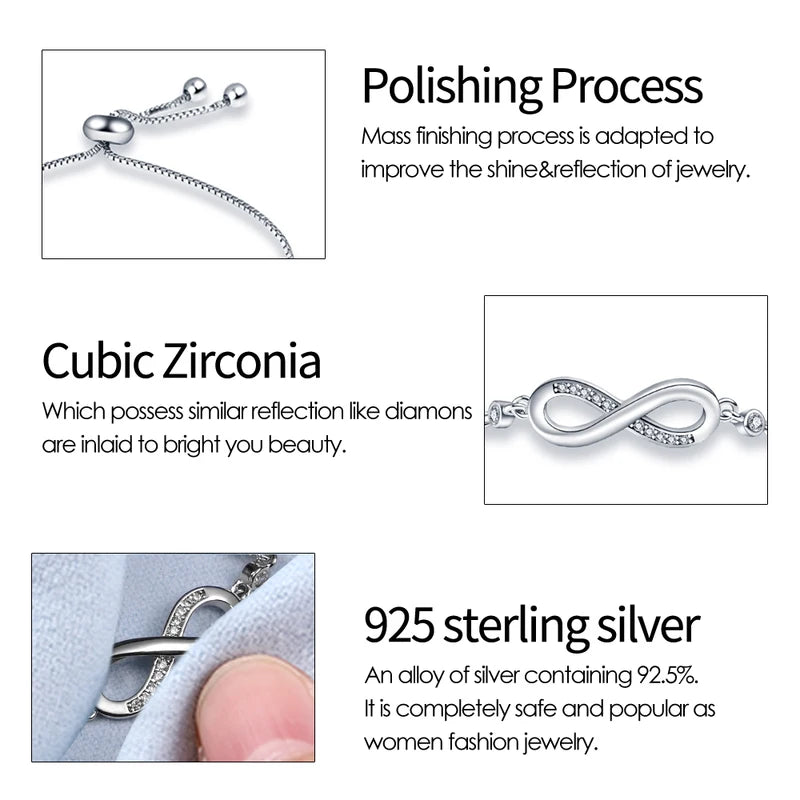 Lucky Symbol Zircon Silver Bracelet for Women - Romantic Valentine's Day Gift