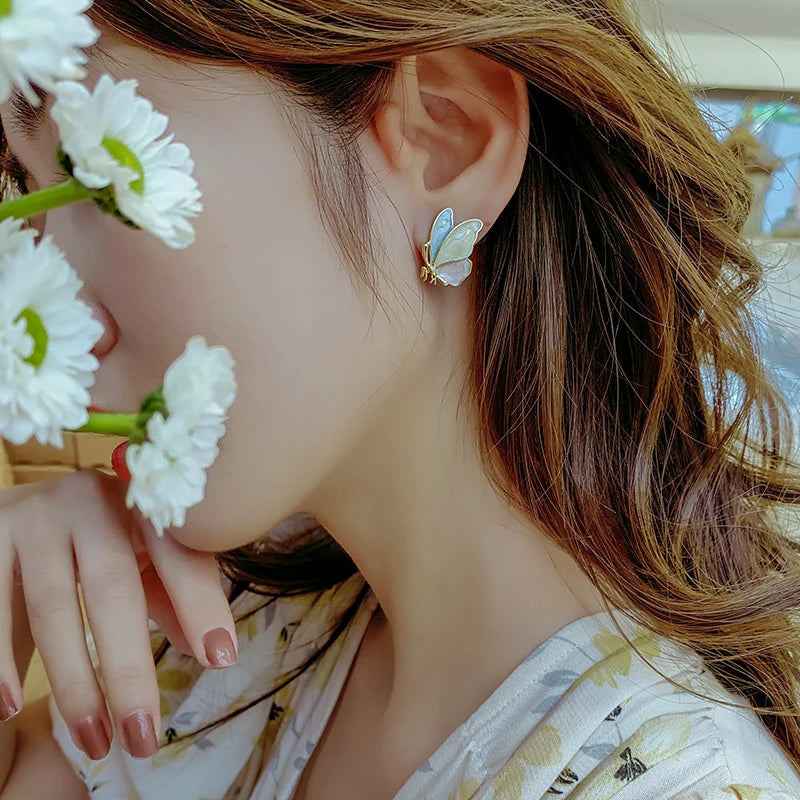 S925 Silver Butterfly Drop Earrings for Women Fashion Jewelry Gift