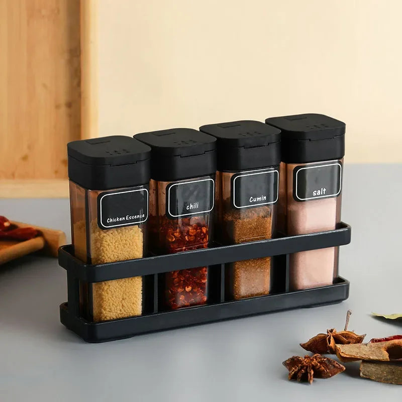 Stackable Spice Organizer Set with Airtight Lids - Space-Saving Kitchen Jars